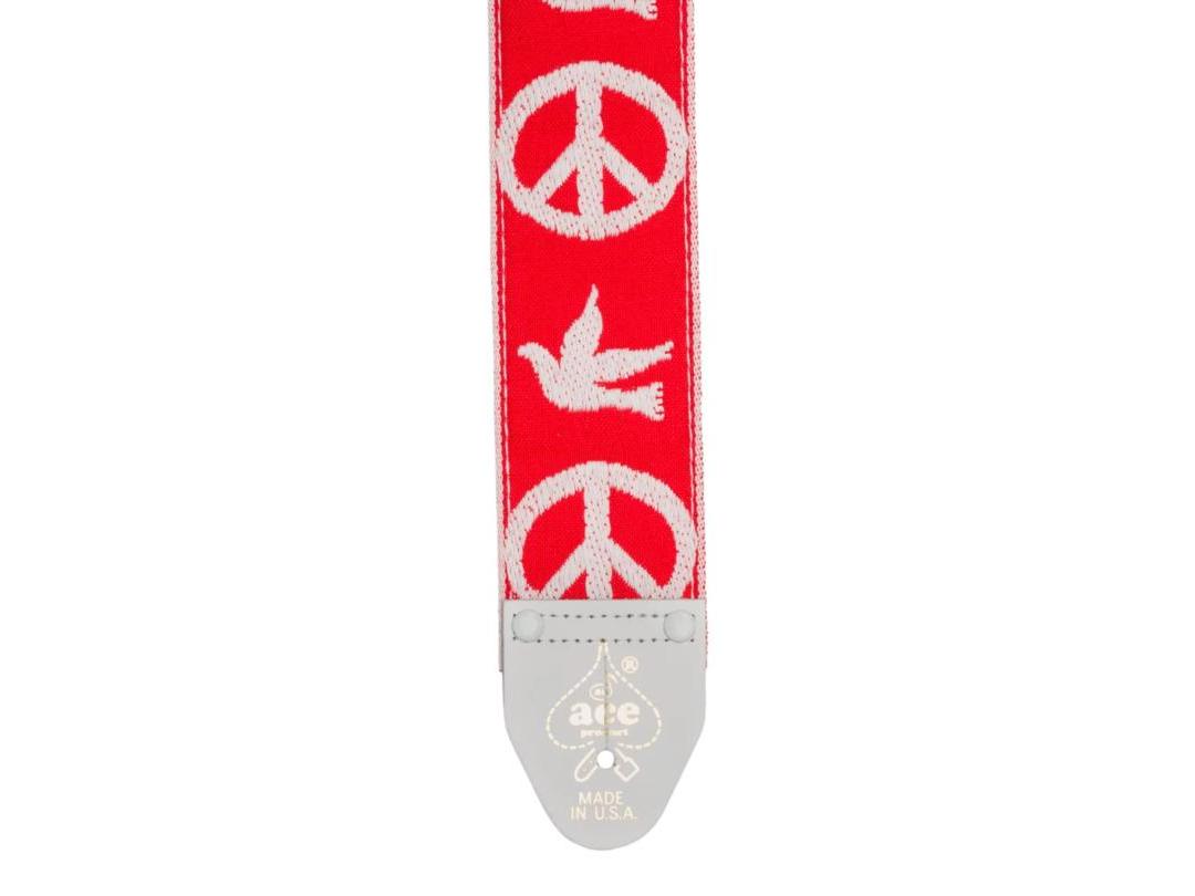 Ace Vintage Reissue Guitar Strap - Red Peace & Dove