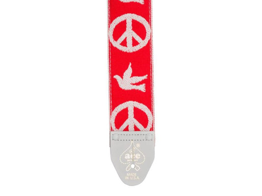 Ace Vintage Reissue Guitar Strap - Red Peace & Dove
