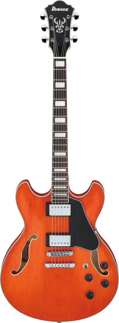Ibanez AS73 Artcore Semi-Hollow Body Electric Guitar - Transparent Tangerine Flat