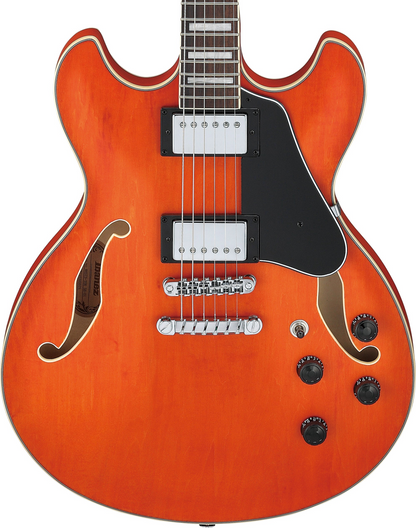 Ibanez AS73 Artcore Semi-Hollow Body Electric Guitar - Transparent Tangerine Flat