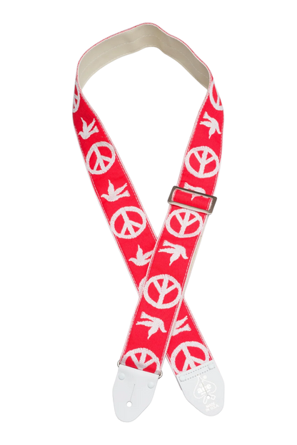Ace Vintage Reissue Guitar Strap - Red Peace & Dove