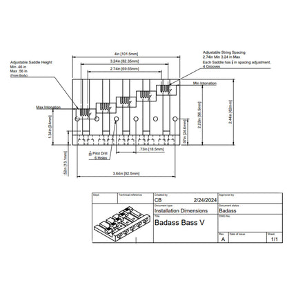 Allparts Leo Quan Badass V™ 5-String Bass Bridge - Chrome