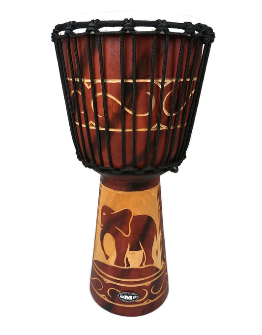 GMP Elephant Carved Djembe - 50cm Height