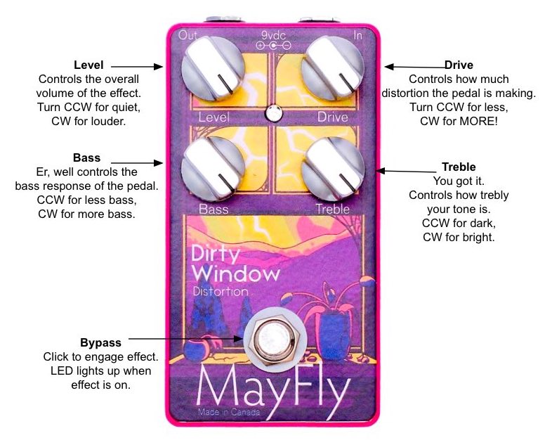 MayFly Audio Dirty Window Transparent Distortion Pedal