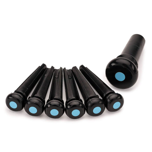 Martin Bridge & End Pin Set - Black w/Blue Kydex Inlay