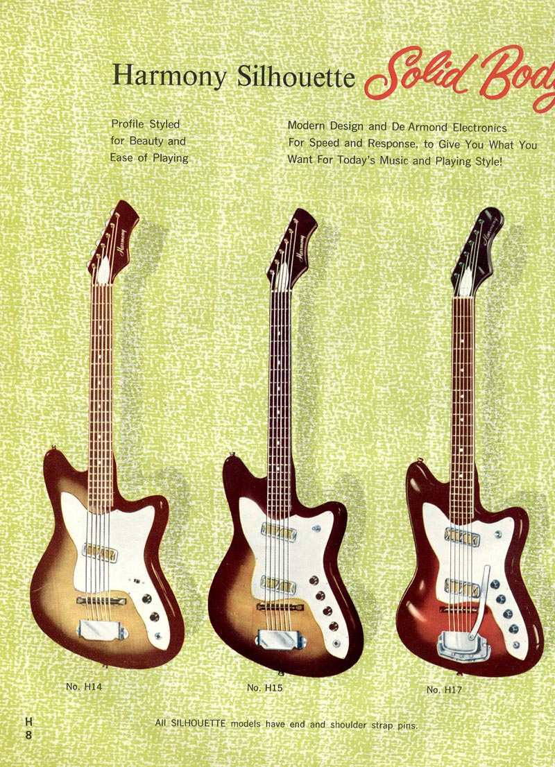Harmony H17 Silhouette Electric Guitar w/Gig Bag - Cherry Red (1965)