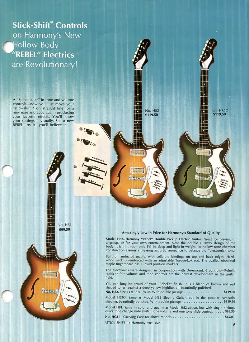 Harmony H82 Rebel Hollowbody Electric Guitar w/Case (Late 1960's - Early 1970's)