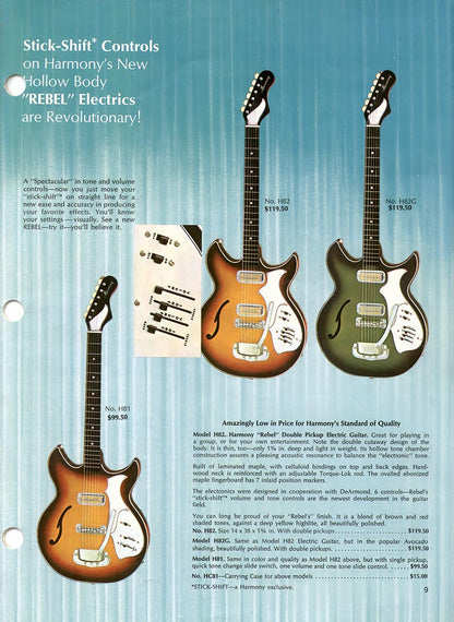 Harmony H82 Rebel Hollowbody Electric Guitar w/Case (Late 1960's - Early 1970's)
