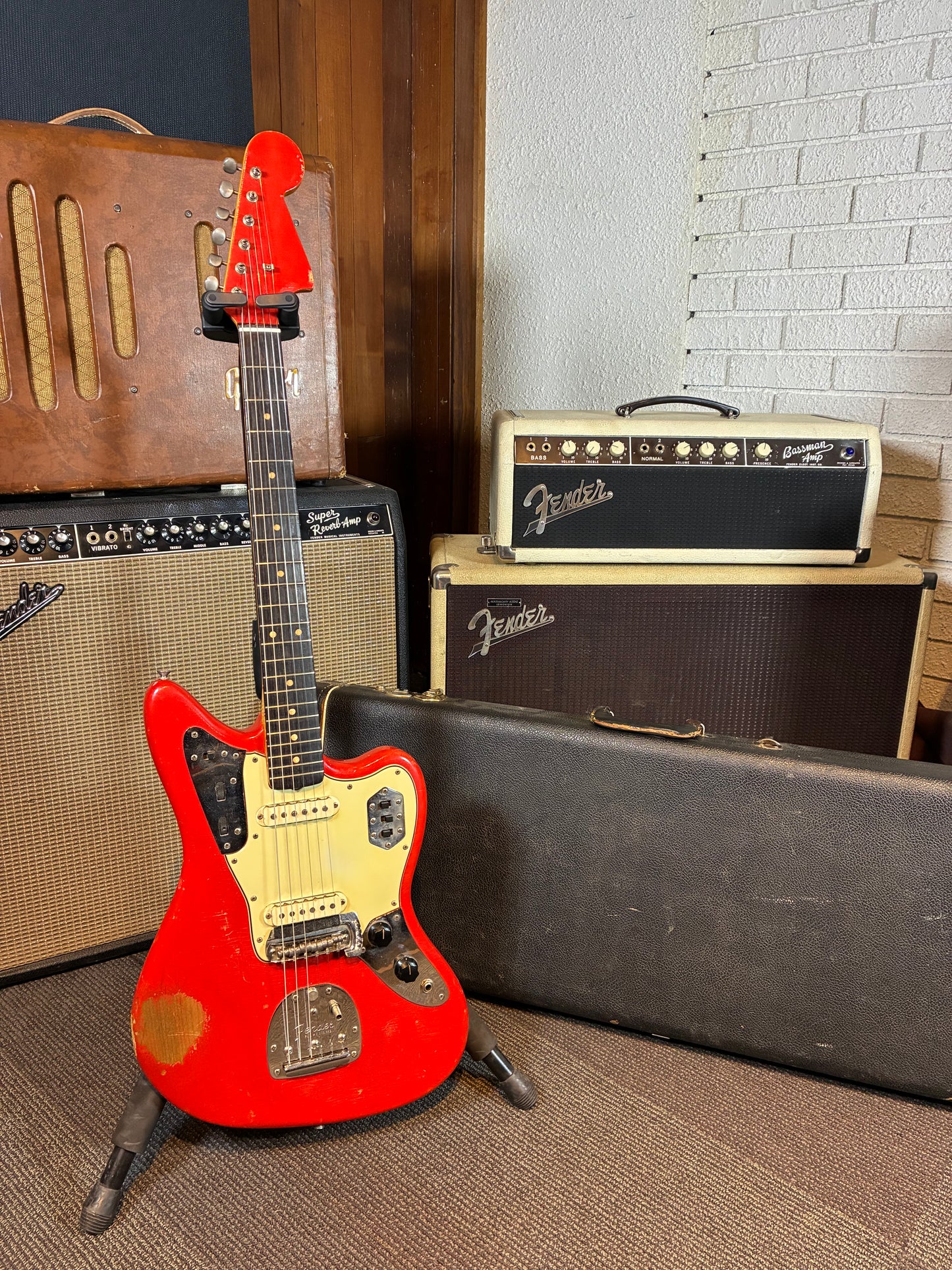 Fender Jaguar Electric Guitar w/Case - Fiesta Red Refinish (1964)