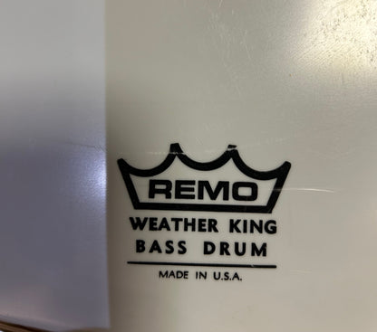 22" Remo Smooth White Milestone Logo Resonant Bass Drum Head (Used)