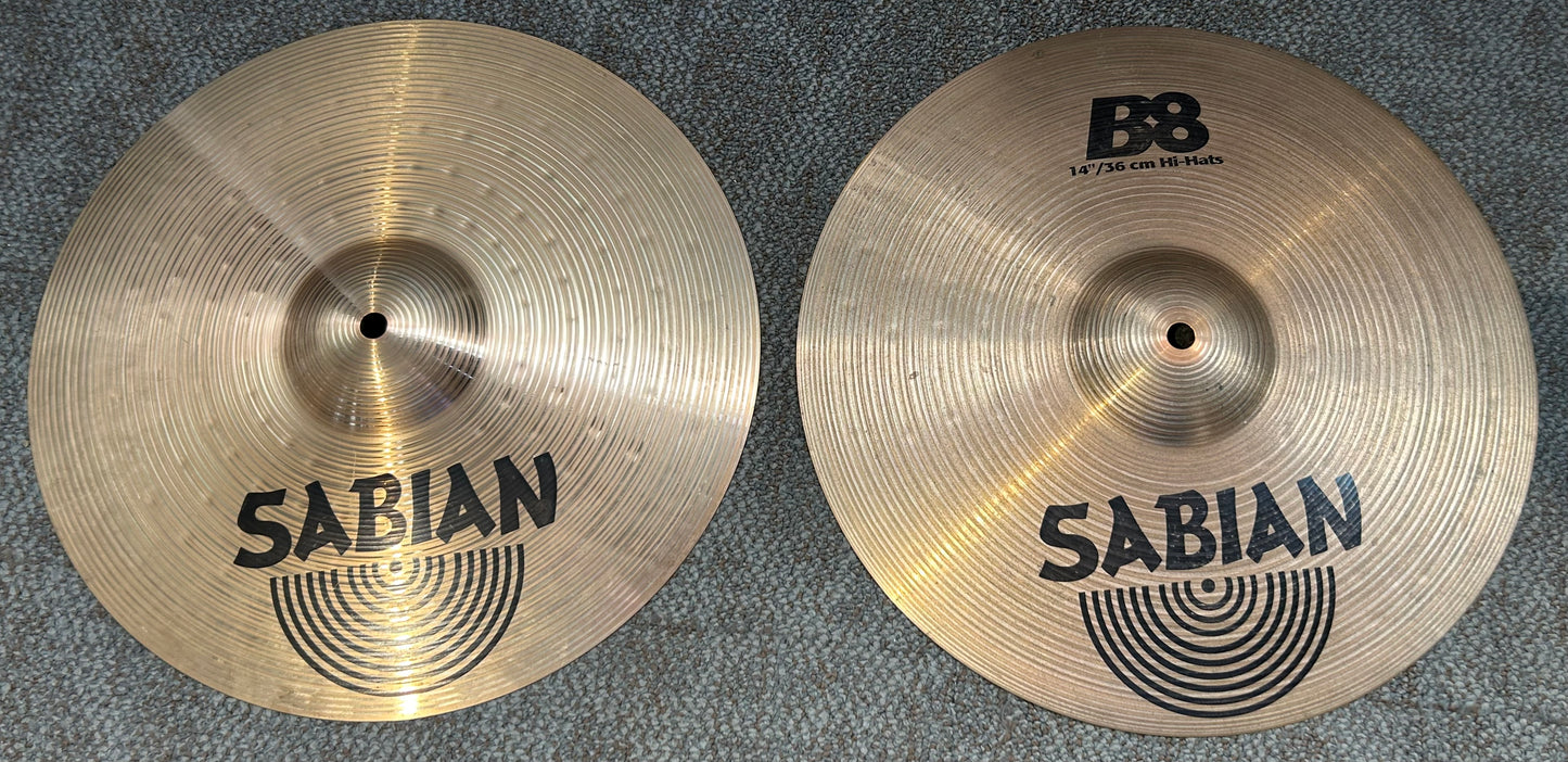 Sabian 14" B8 Hi-Hat Cymbals (Used)