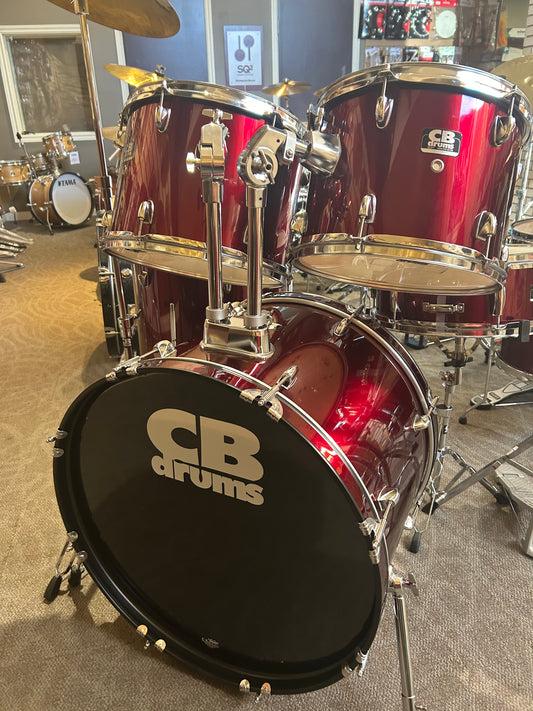 CB Drums 5 Piece Drum Set w/Hardware & Cymbals - Red Metallic Finish (Used)