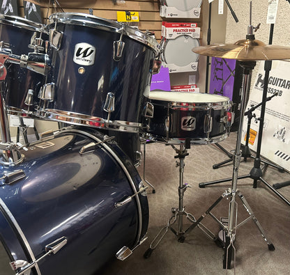 Westbury 5-Piece Drum Set w/Hardware & Cymbals - Dark Blue Wrap (Used)