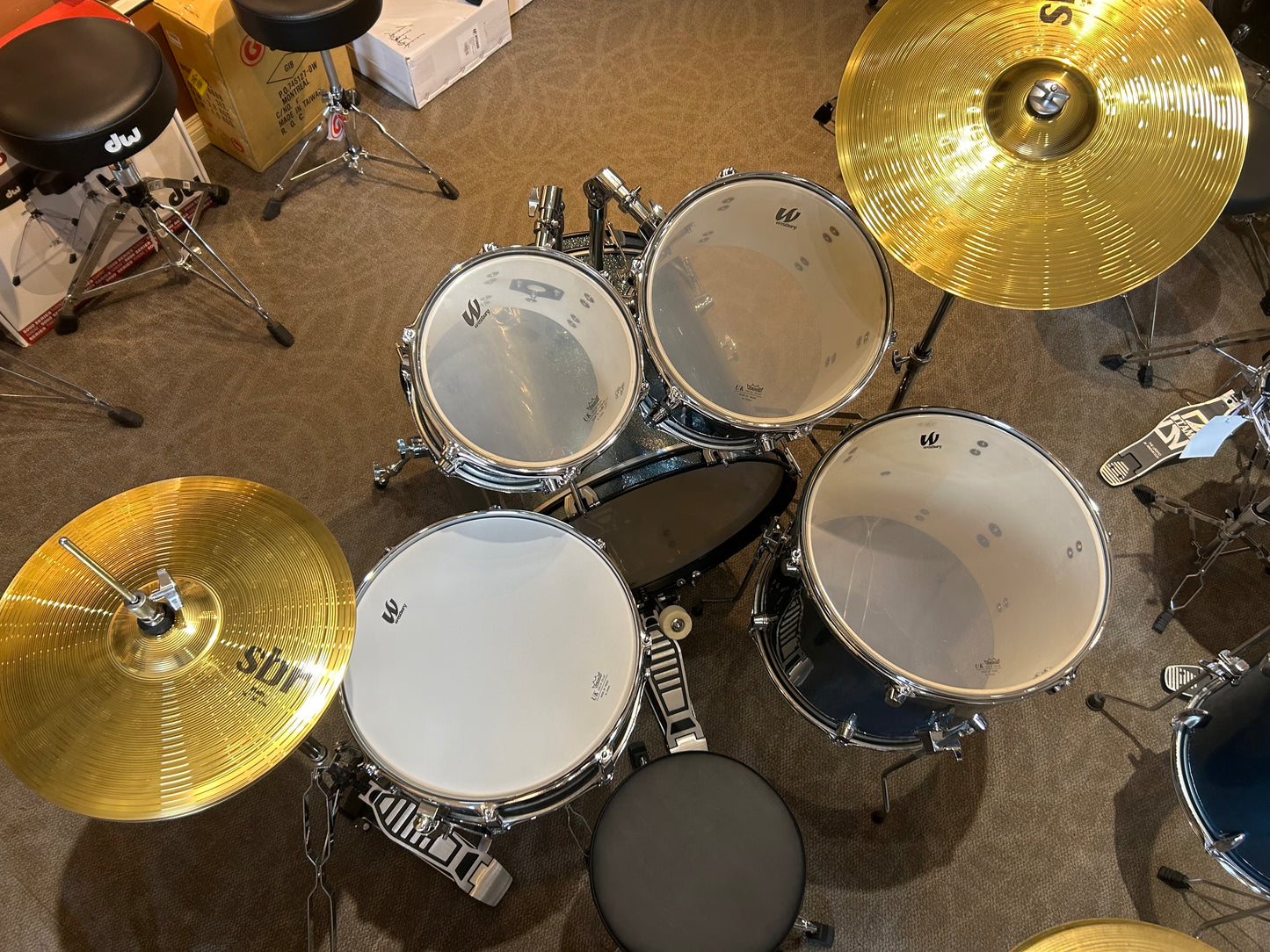 Westbury 5-Piece Stage Drum Kit w/Hardware Cymbals - Aqua Sparkle