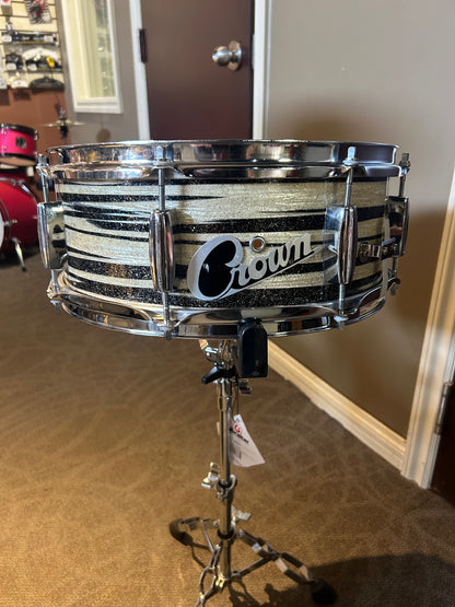 Crown 14"x5.5" Snare Drum - Striped Metal Flake Wrap (Late 1960's - Early 1970's)