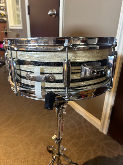 Crown 14"x5.5" Snare Drum - Striped Metal Flake Wrap (Late 1960's - Early 1970's)