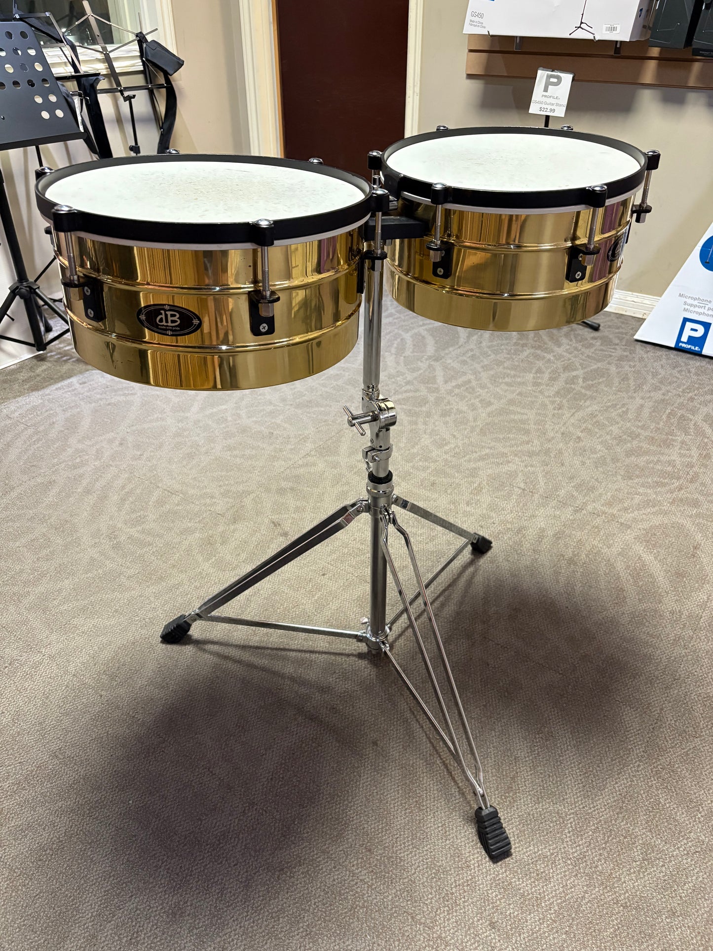 DB Percussion Brass Timbales with Stand (Used)