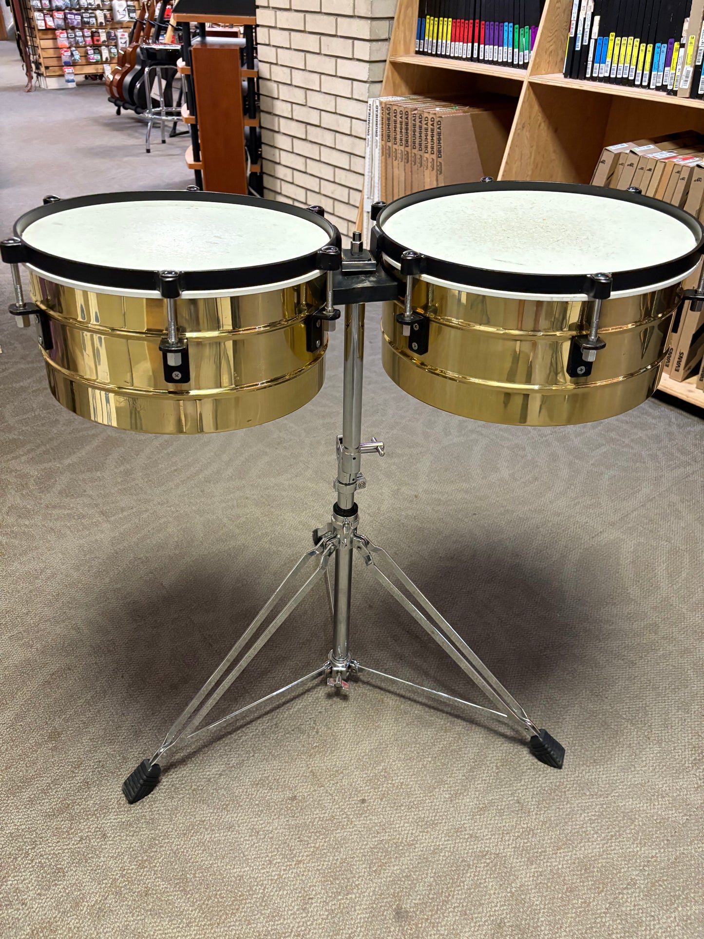 DB Percussion Brass Timbales with Stand (Used)