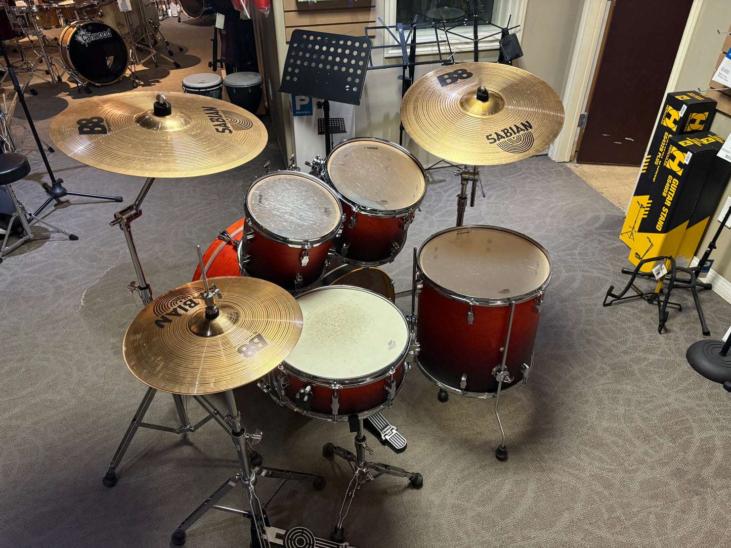 Sonor Force 2005 5-Piece Drum Set w/Hardware & Cymbals - Fade Amber Finish(Used)