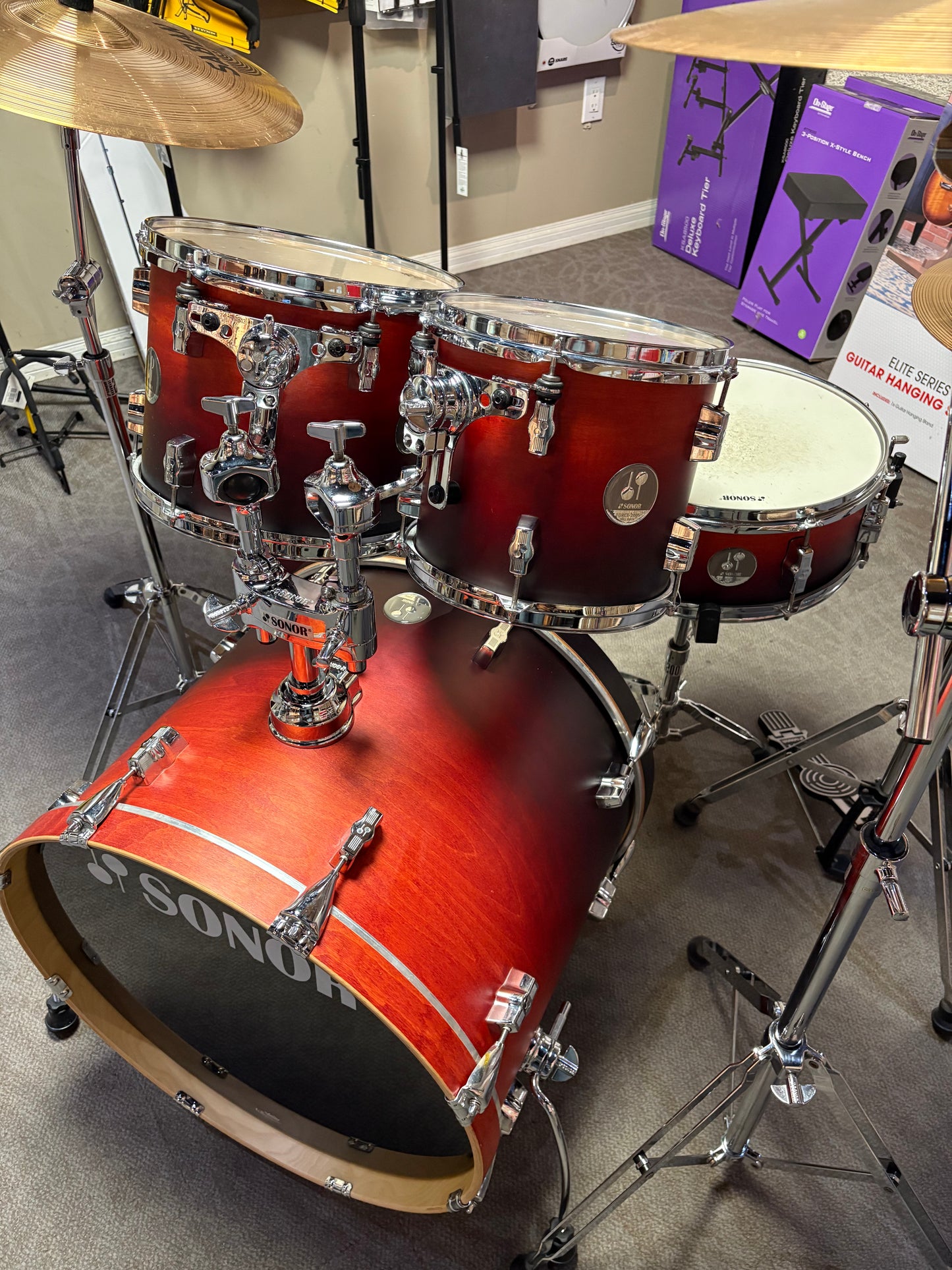 Sonor Force 2005 5-Piece Drum Set w/Hardware & Cymbals - Fade Amber Finish(Used)