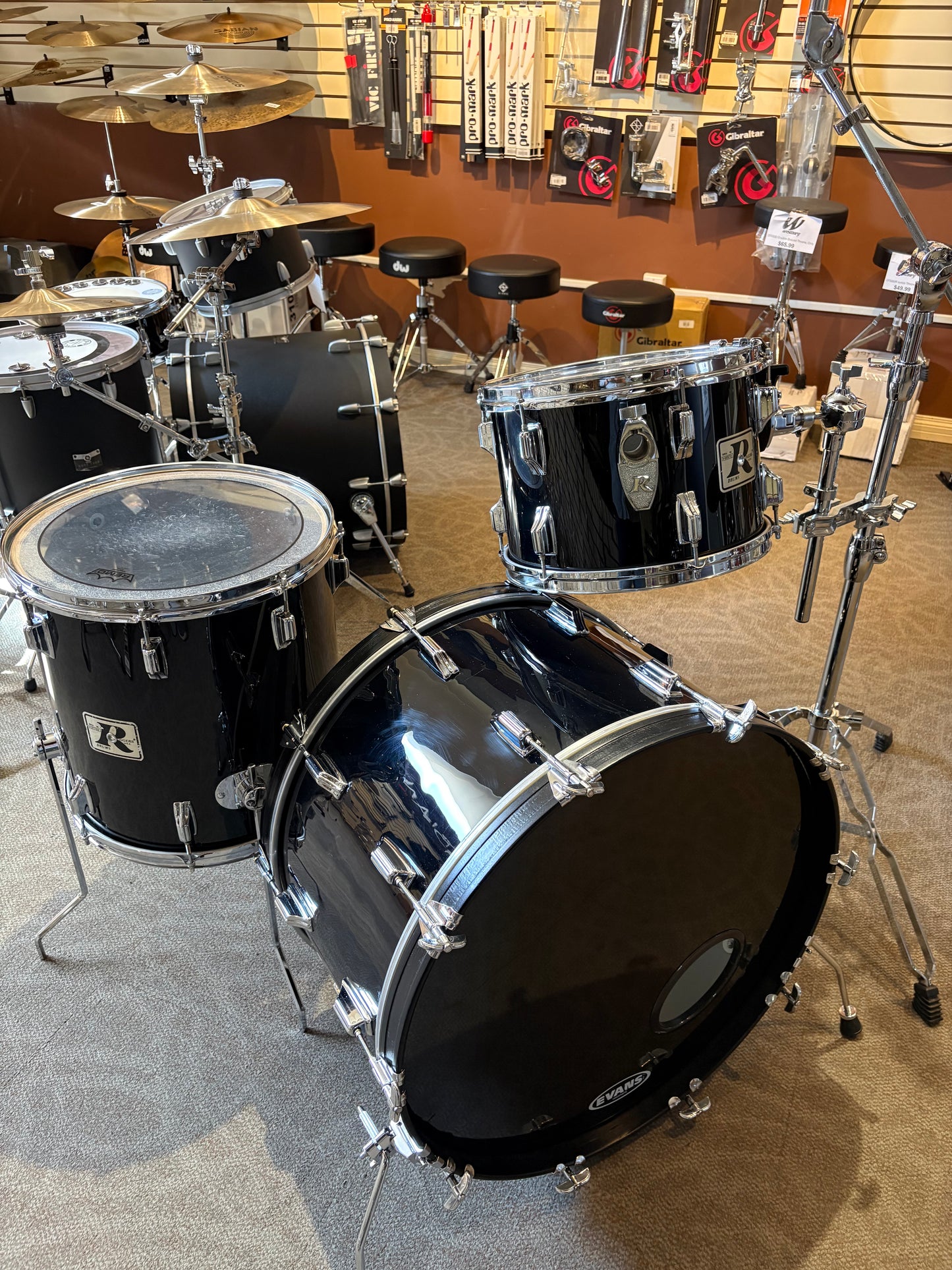 Rogers "Big R" 3 Piece Shell Pack - Gloss Black Wrap (Used)