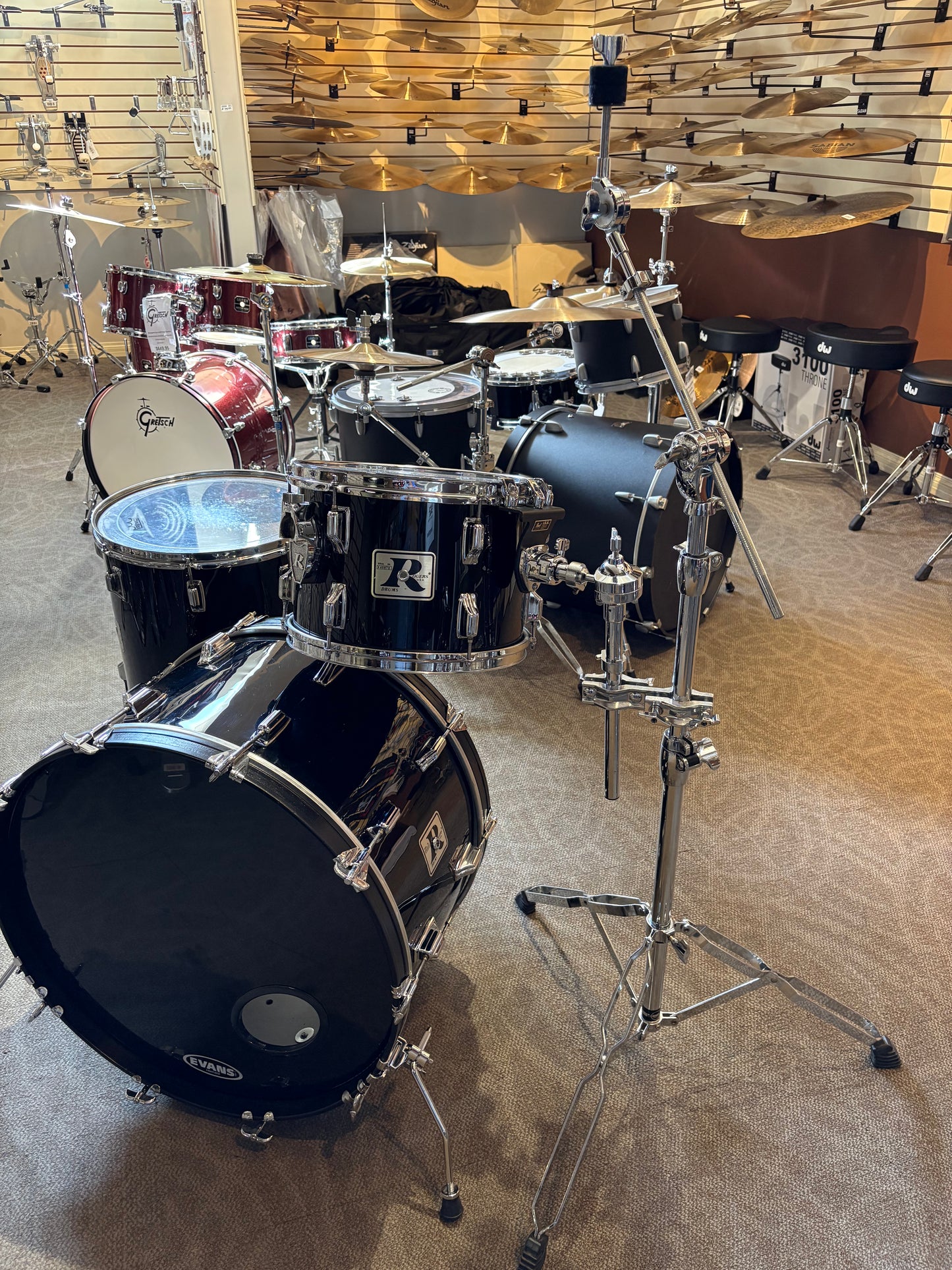 Rogers "Big R" 3 Piece Shell Pack - Gloss Black Wrap (Used)
