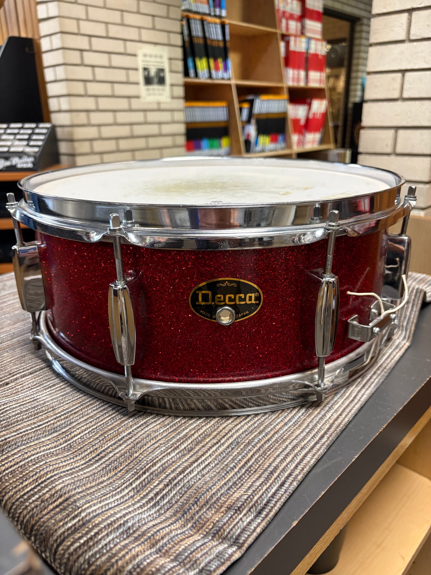 Decca 14x5.5" Snare Drum - Red Sparkle Wrap (1960's-1970's)