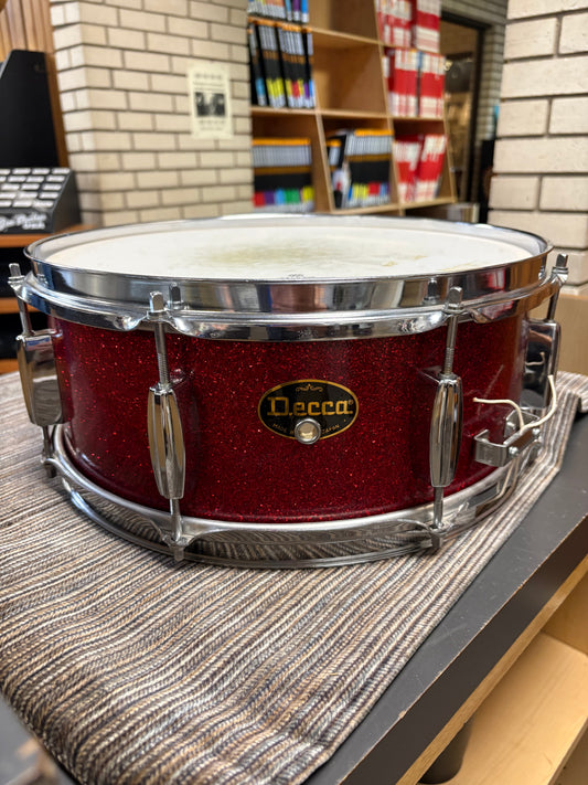 Decca 14x5.5" Snare Drum - Red Sparkle Wrap (1960's-1970's)