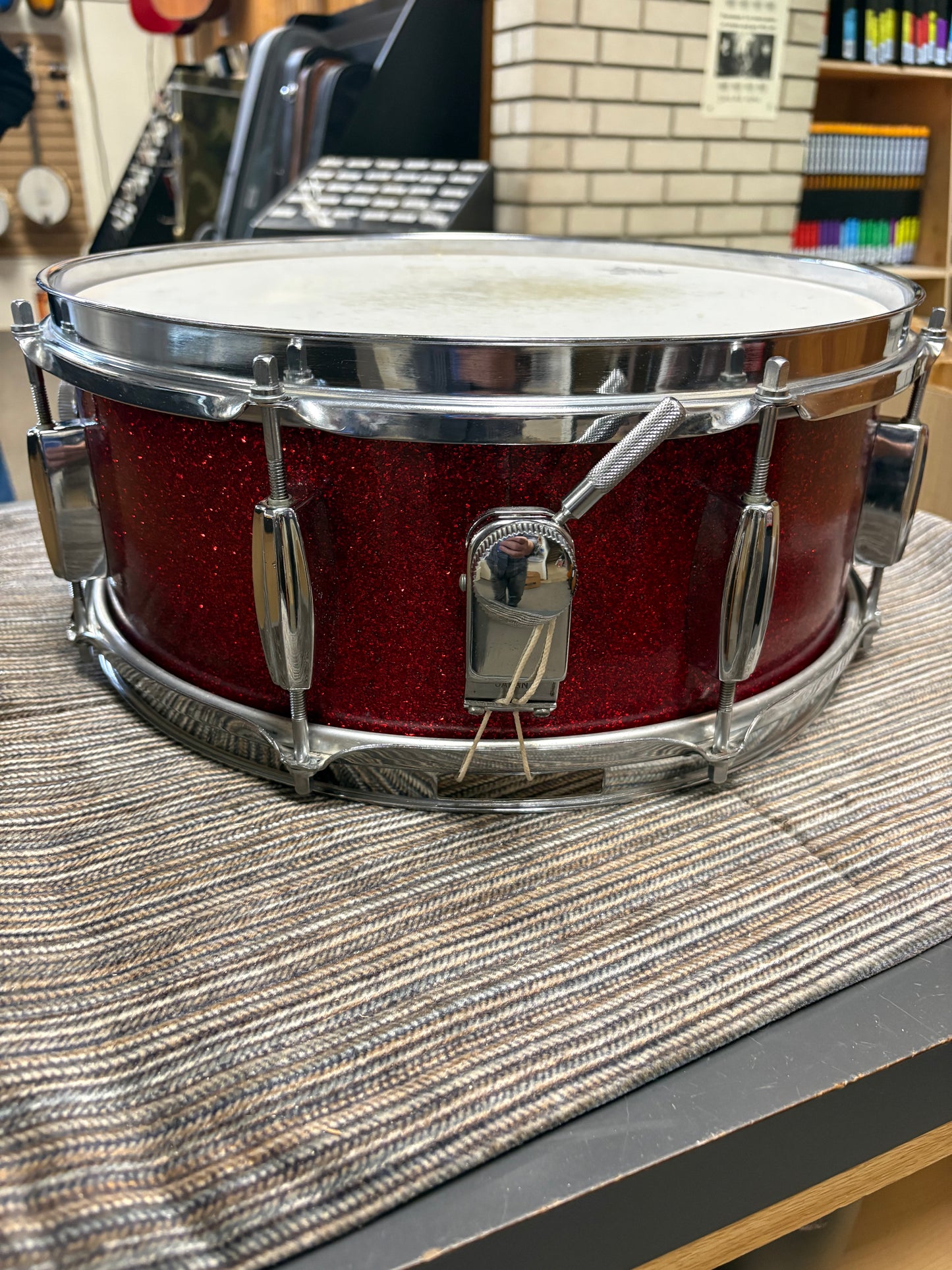 Decca 14x5.5" Snare Drum - Red Sparkle Wrap (1960's-1970's)