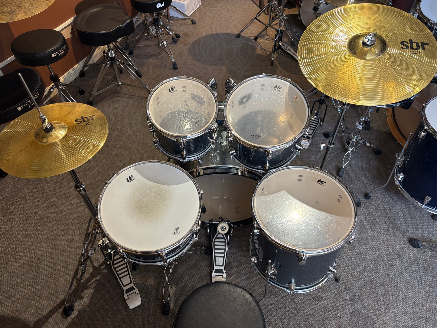 Westbury 5 Piece Drum Set w/Hardware & Cymbals - Aqua Sparkle (Used)
