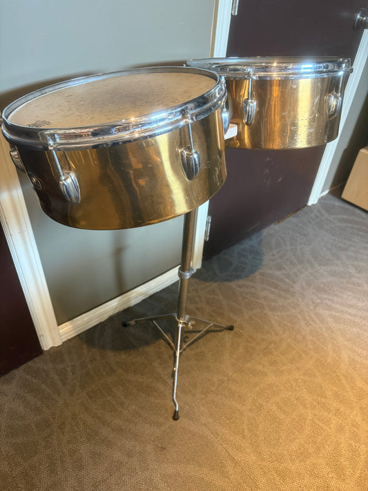 Singlerland Vintage Brass Timbales w/Stand (Used)