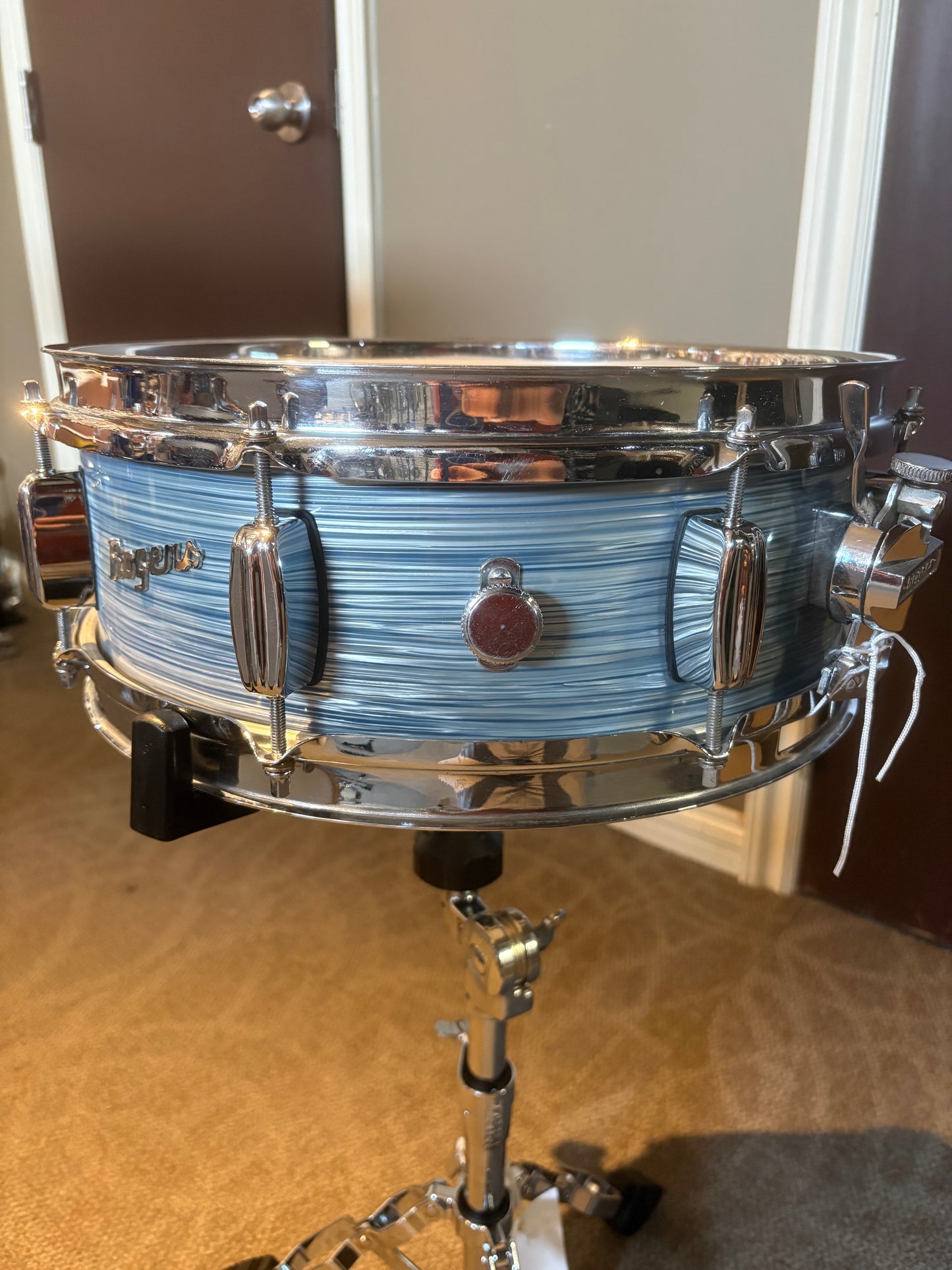 Rogers Cleveland Era Holiday 4-Piece Drum Set w/Matching Canister Throne -  Sky Blue Ripple Pearl (Early 1960's)
