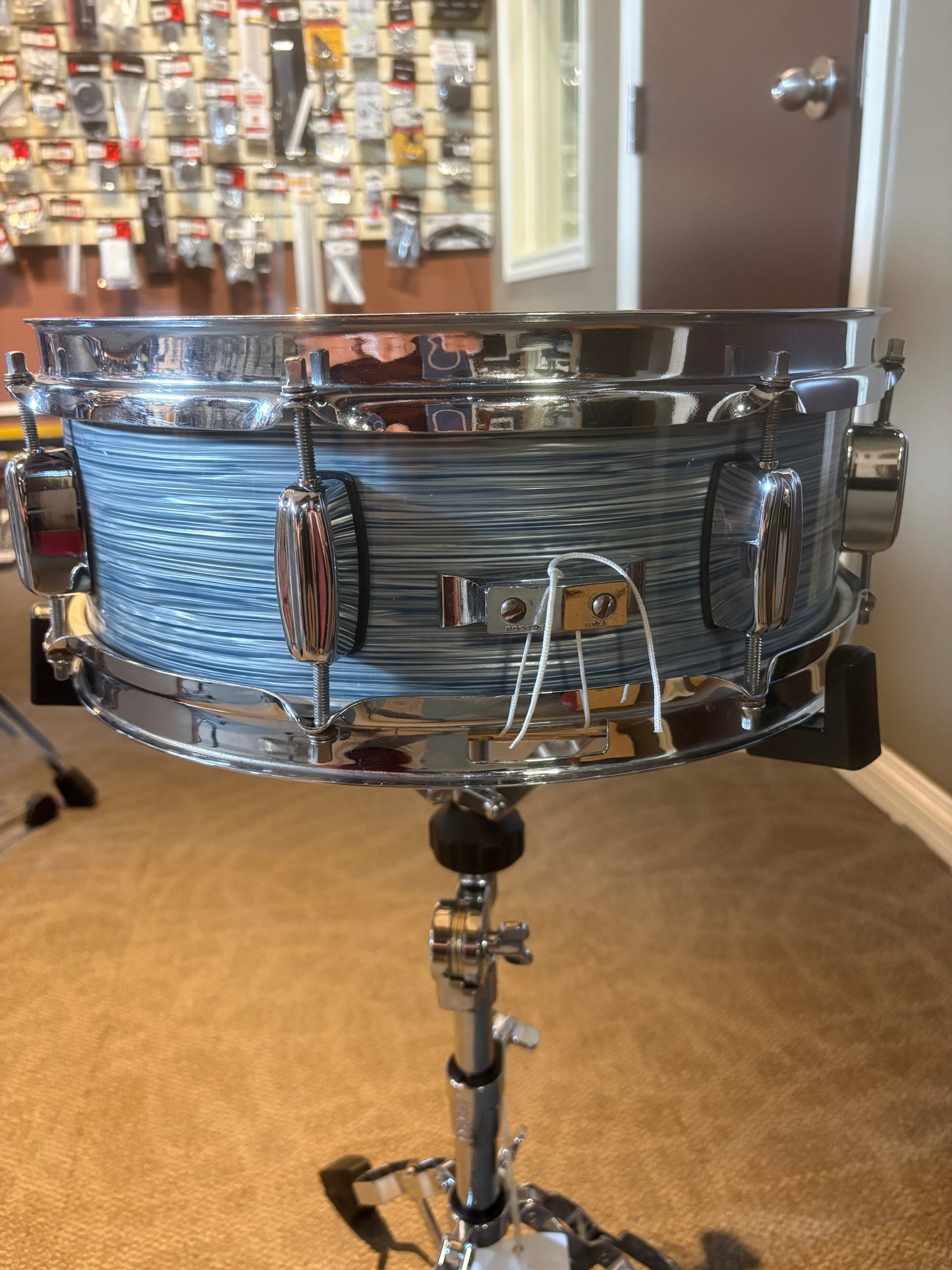 Rogers Cleveland Era Holiday 4-Piece Drum Set w/Matching Canister Throne -  Sky Blue Ripple Pearl (Early 1960's)
