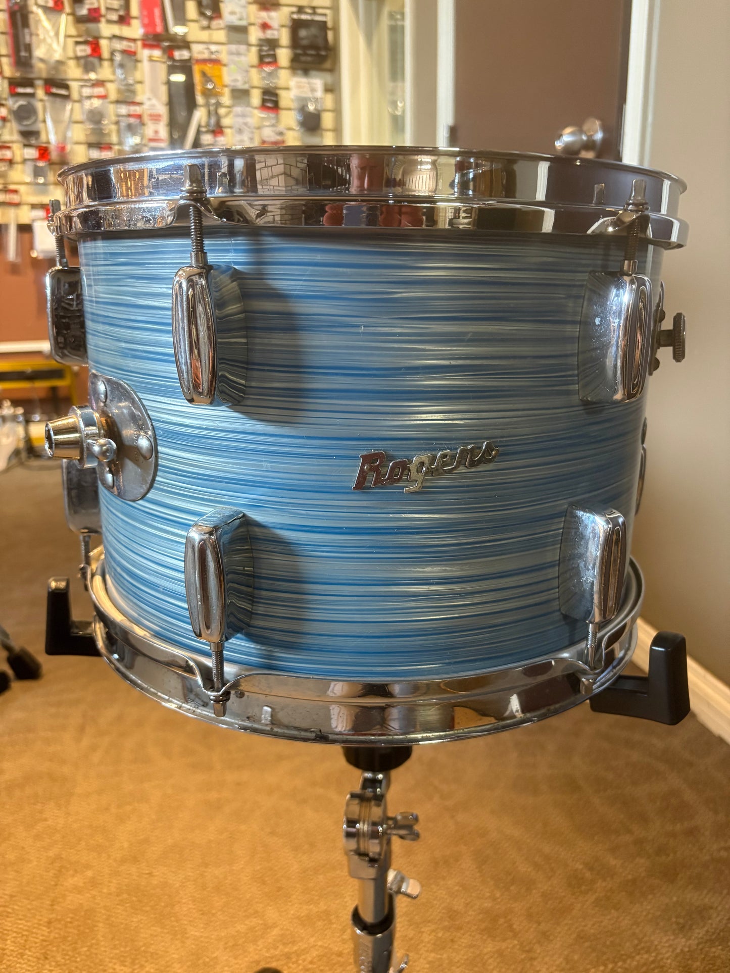 Rogers Cleveland Era Holiday 4-Piece Drum Set w/Matching Canister Throne -  Sky Blue Ripple Pearl (Early 1960's)