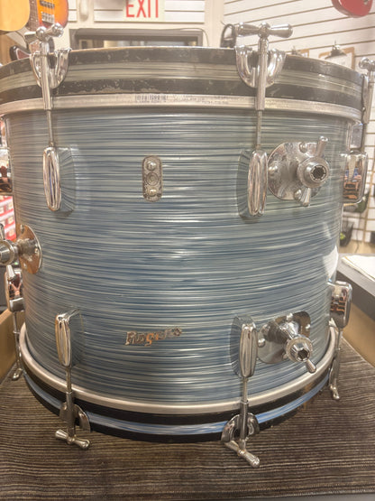 Rogers Cleveland Era Holiday 4-Piece Drum Set w/Matching Canister Throne -  Sky Blue Ripple Pearl (Early 1960's)