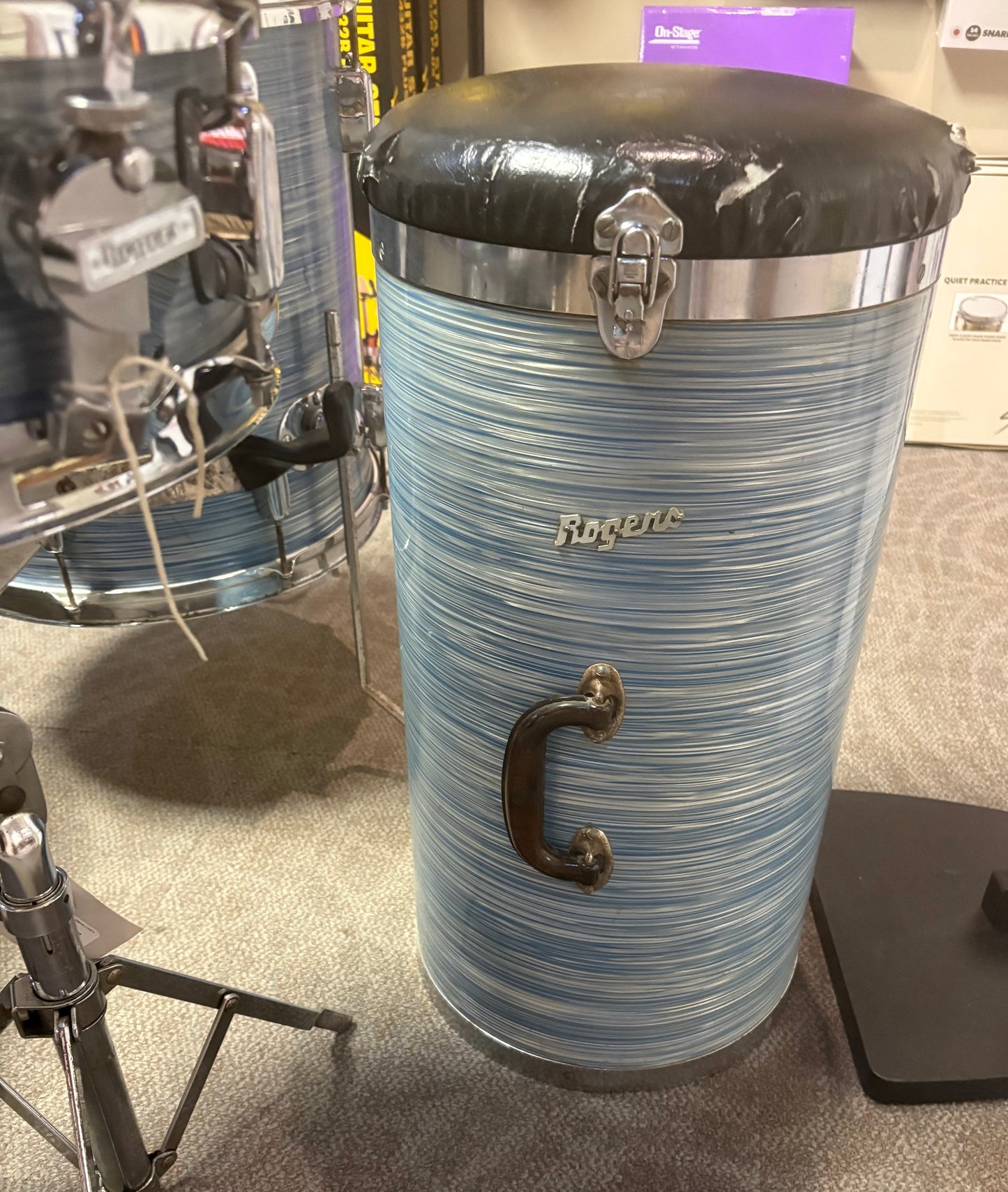 Rogers Cleveland Era Holiday 4-Piece Drum Set w/Matching Canister Throne -  Sky Blue Ripple Pearl (Early 1960's)