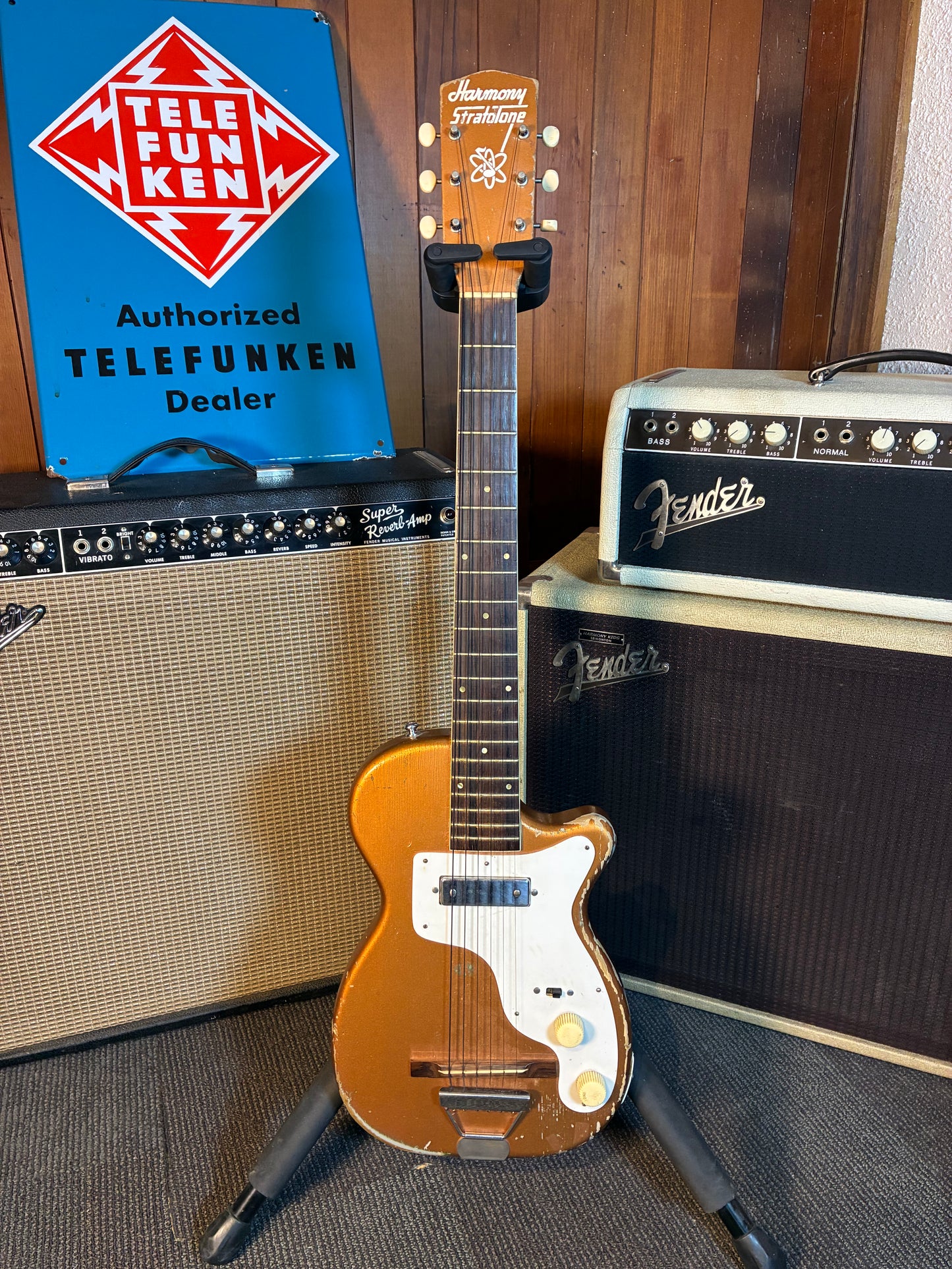 Harmony H44 Stratotone Electric Guitar w/Case -  Copper Bronze Finish (1950's)