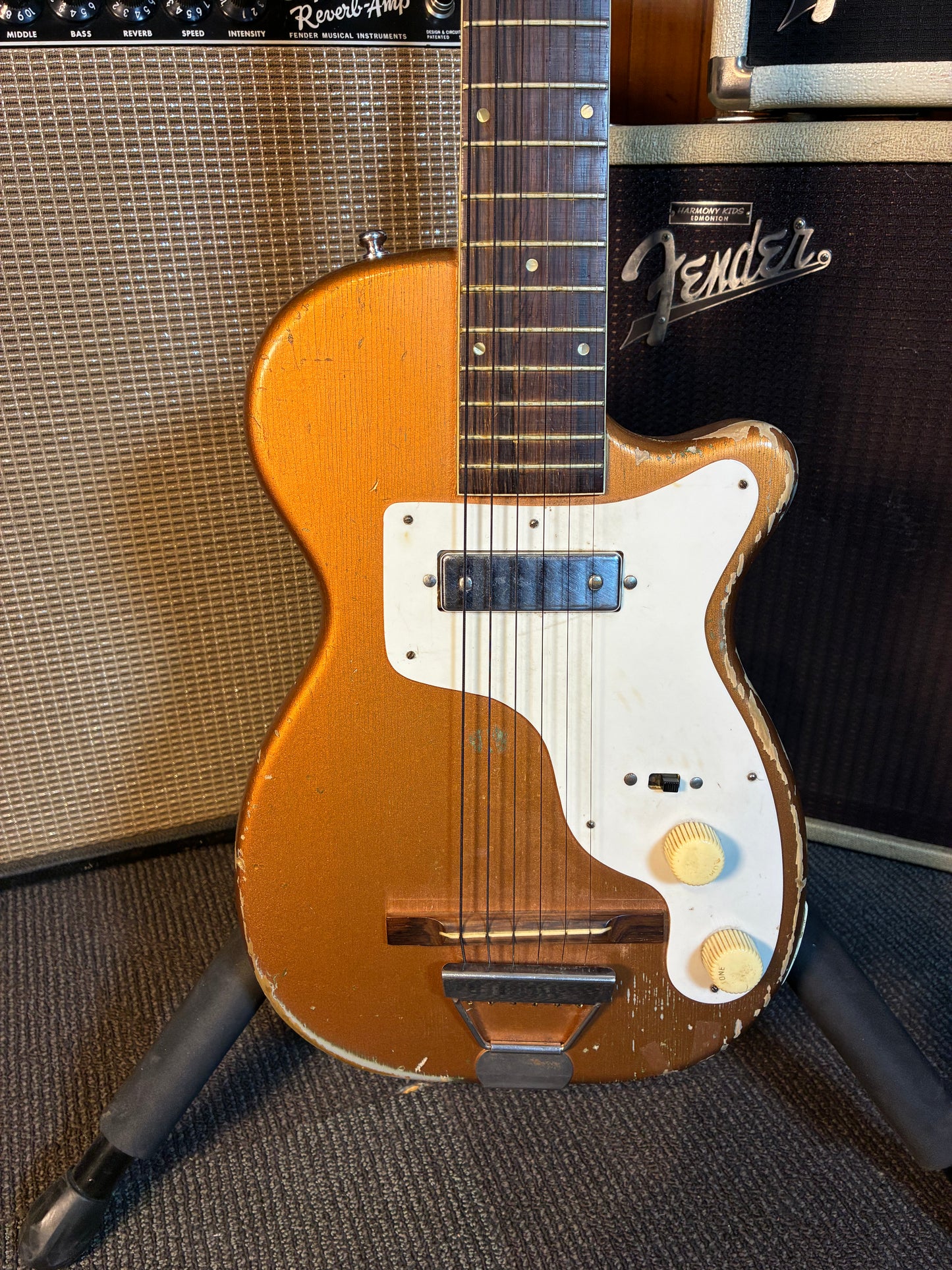 Harmony H44 Stratotone Electric Guitar w/Case -  Copper Bronze Finish (1950's)