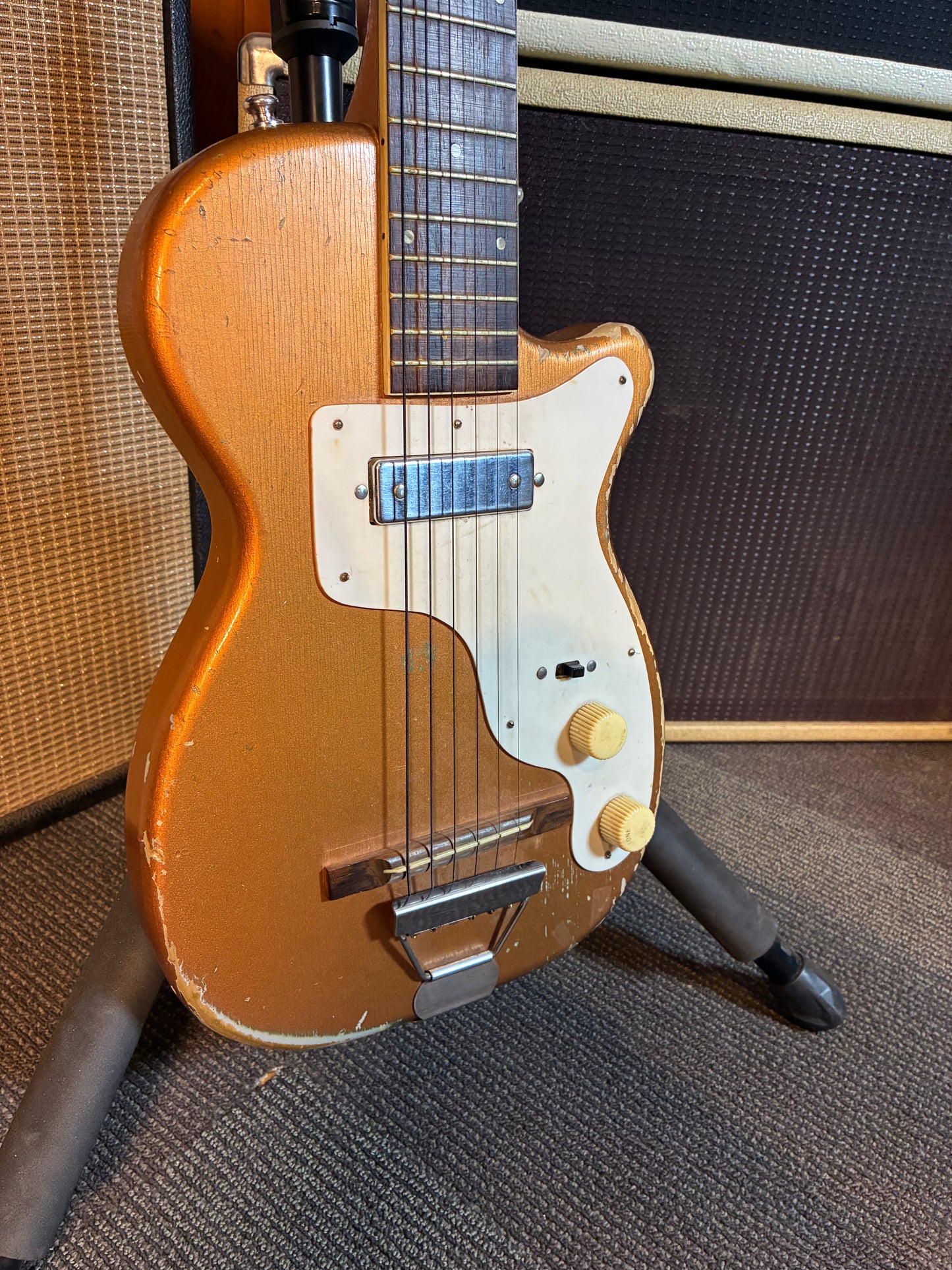 Harmony H44 Stratotone Electric Guitar w/Case -  Copper Bronze Finish (1950's)
