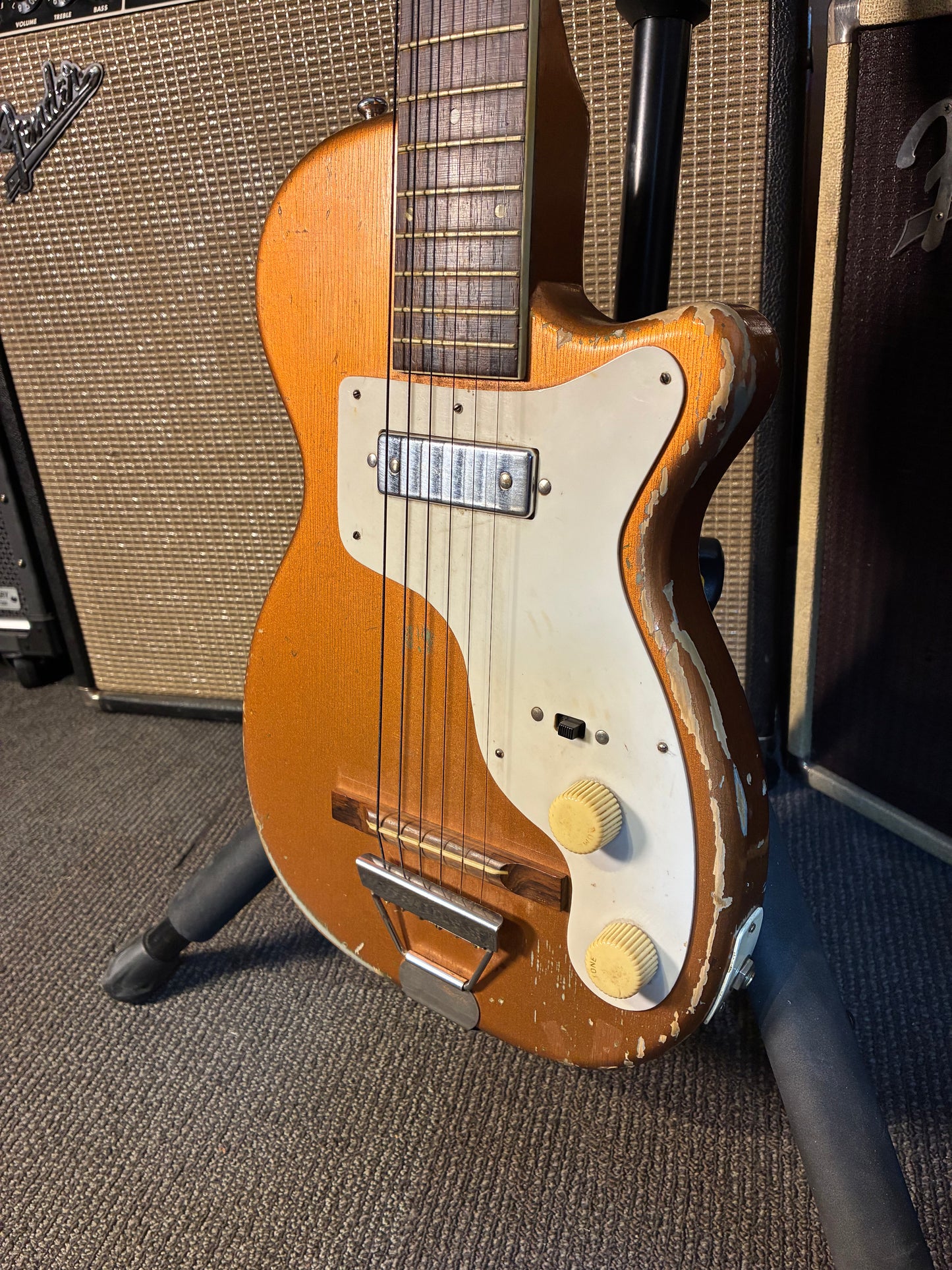 Harmony H44 Stratotone Electric Guitar w/Case -  Copper Bronze Finish (1950's)