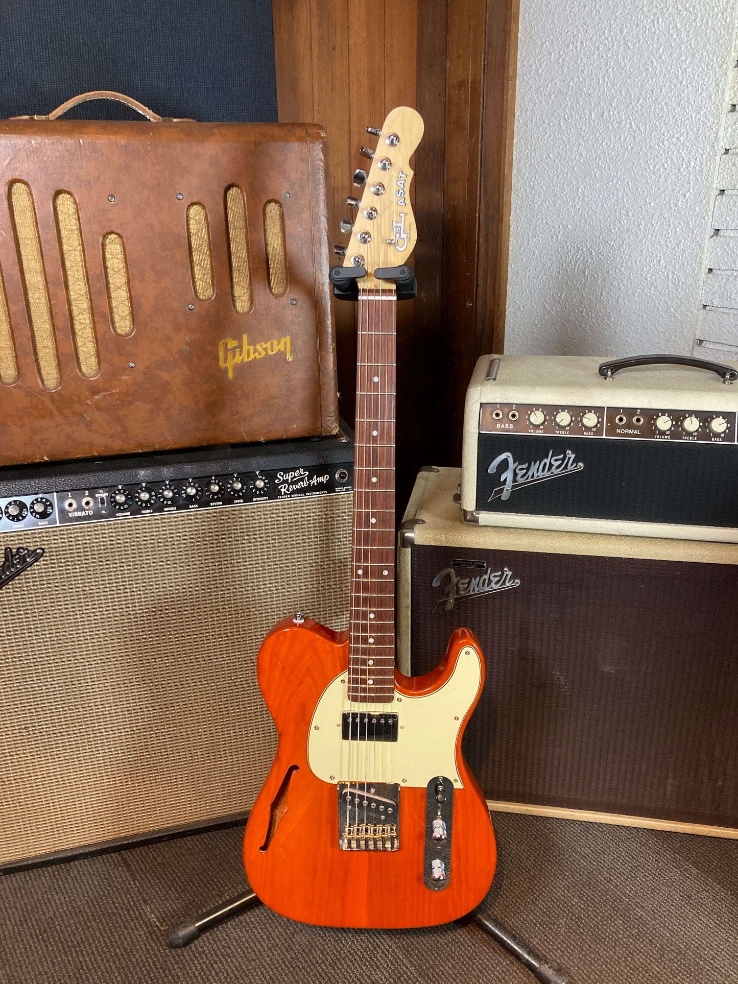 G&L Tribute ASAT Classic Bluesboy Semi-Hollow Electric Guitar - Clear Orange (Serial# 190421225)