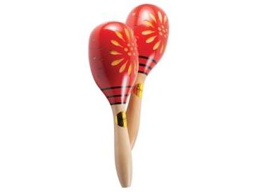 Mano Wooden Maracas - Pair, Red Flower