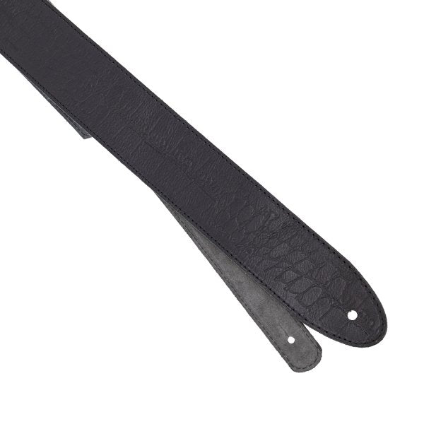 Profile 2.25" Leather Strap with Hot Press Design - Black Crocodile