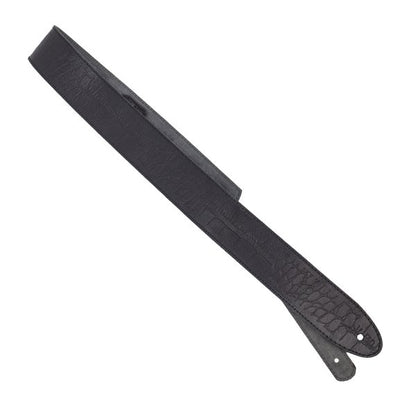 Profile 2.25" Leather Strap with Hot Press Design - Black Crocodile