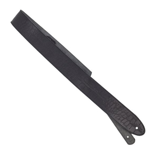 Profile 2.25" Leather Strap with Hot Press Design - Black Crocodile