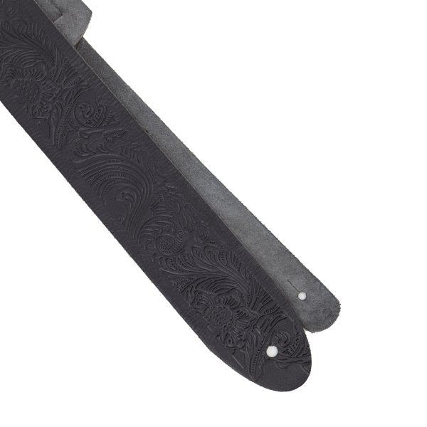 Profile 2.5" Leather Strap with Hot Press Design - Black Paisley