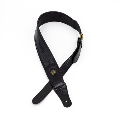 Profile Western Strap With Brass Buckle - Black Crocodile Pattern