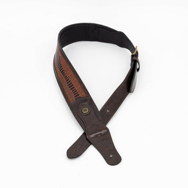 Profile Western Strap With Brass Buckle - Brown Crocodile Pattern