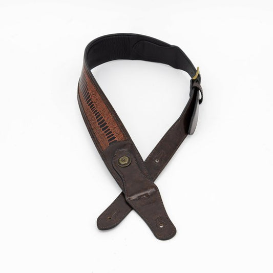 Profile Western Strap With Brass Buckle - Brown Crocodile Pattern