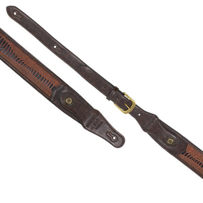 Profile Western Strap With Brass Buckle - Brown Crocodile Pattern